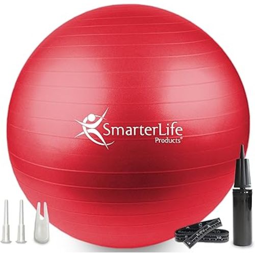 SmarterLife Exercise Ball Yoga Ball for Fitness, Balance, Stability, or Pregnancy, Gym Ball for Core Workout, Physical Therapy, Yoga Ball Chair for Office, Anti-Slip Anti-Burst