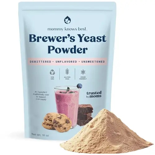 Mommy Knows Best Brewer's Yeast Powder for Lactation Support for Breastfeeding | Mild-Tasting, Debittered, Delicious in Lactation Cookies, Smoothies, Lactation Recipes, Gluten-Free, 10 oz