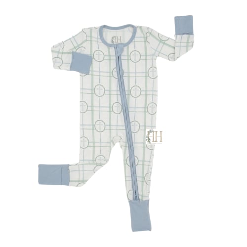 Boys Blue Cross Double Zipper Romper