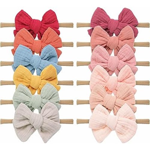 baby girl bows headbands for newborn and infant toddler hairbands hair accessories handmade elastic stretchy headband for girls child toddlers kids (Peach)