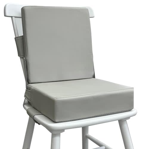 Booster Seat for Dining Table, PU Anti-Scratch Easy Cleaning Kids Toddler Booster Seat for Table, Portable Travel Increasing Cushion for Chair - Light Grey