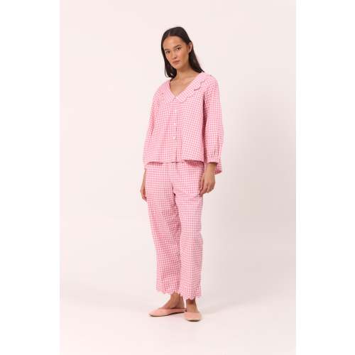 Penelope Sleep Set - Long - Gingham - Berry – Piyama USD