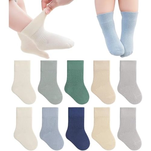 Newborn Cotton Crew Socks Unisex Baby Solid Color Sock Ankle Socks for Boy Girls Infant Toddlers