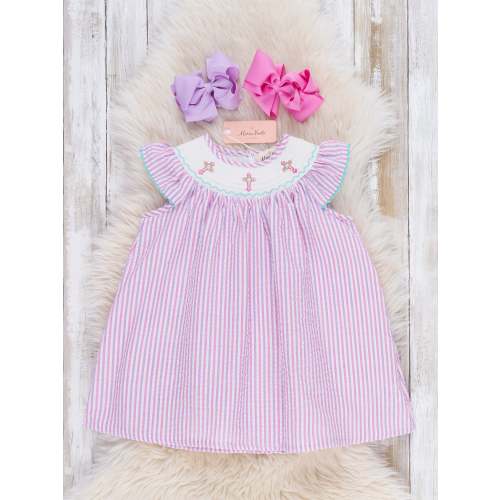 Little Blessings Cross Embroidered Dress