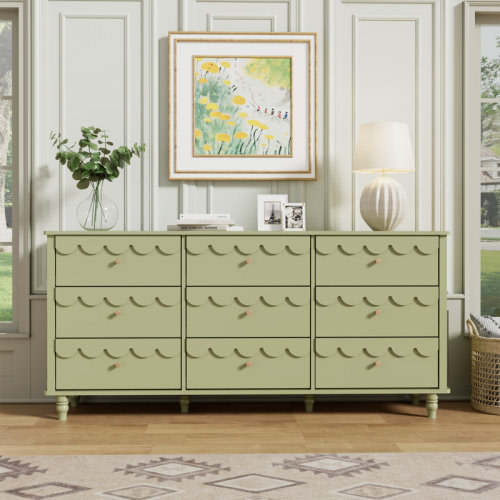 Alcott Hill® 9 - Drawer 63.1"w Flower Decoration Dresser | Wayfair