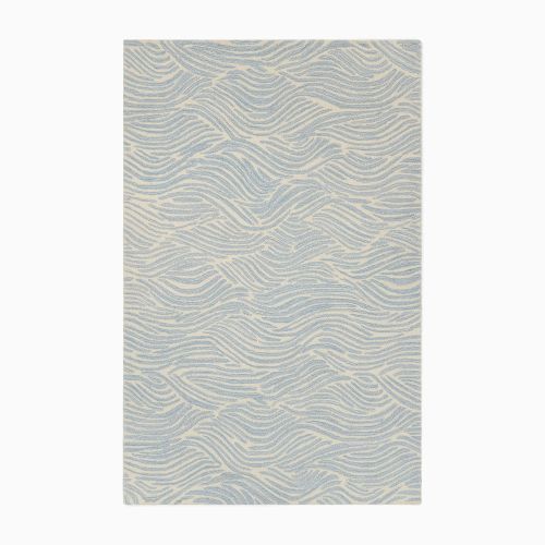 Allover Wave Pattern Wool Rug