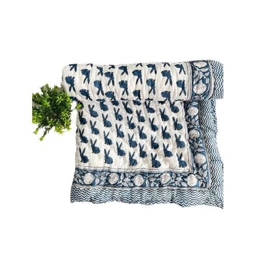 Indian Handmade Baby Quilt Cotton Baby Quilt Hand Block Print Cotton Kantha Bedding Baby Blanket Kantha Baby Quilt 40x40"inch Toddler Beding