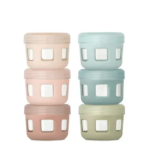 Ello - Clean Start Baby Glass Food Jars with Protective Sleeve | Non Toxic