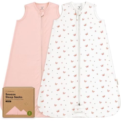 Paquete de 2 sacos de dormir para bebé, manta con cremallera, algodón orgánico de 0.5TOG, ligero, suave y acogedor saco de dormir para niños de 6 a 12 meses, fácil de llevar, grandes sacos de