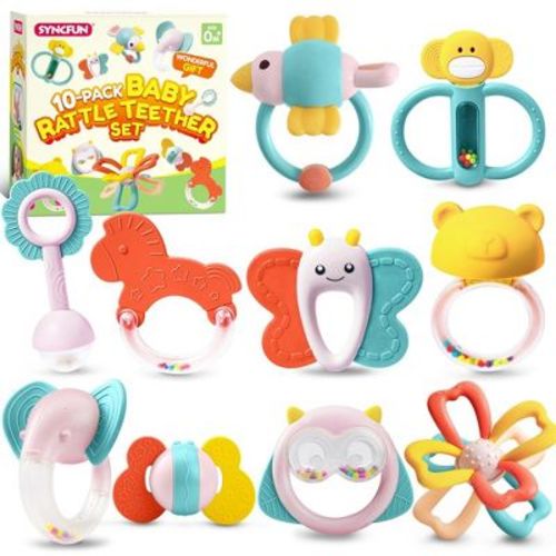 Joyfy 10 Pack Baby Teething Toys For 0-6 6-12 Months, Rattles Teethers Toys For Infant Baby 0-3, Newborn Baby Boy Girl Gifts