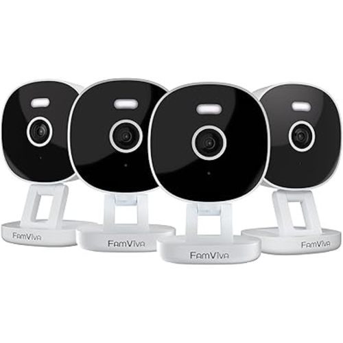2K Wired Security Camera, Indoor/Outdoor for Home, Pet, Baby, Nanny, IP65 Waterproof Color Night Vision, White Light & Siren, Recording, Motion Detection, Works with Alexa,Plug in, White-4P