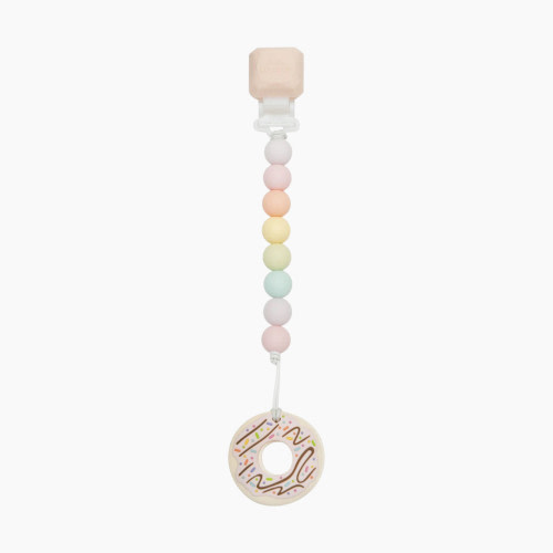 Loulou Lollipop Silicone Teether with Gem Clip - Pink Donut