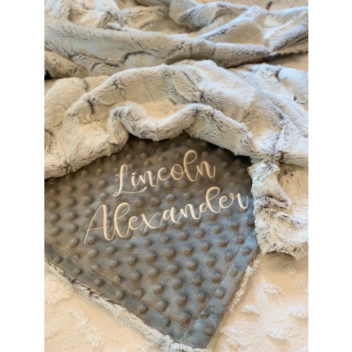 Baby Blanket for boys, Frosted Hide Titan Minky Blanket, Embroidered Personalized Baby Blanket, Baby Shower Gift, Baby Blanket With Name