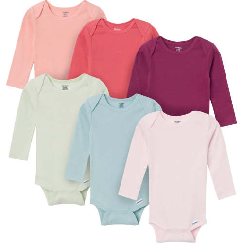 6-Pack Baby Girls Pink, Purple and Green Long Sleeve Bodysuits – Gerber Childrenswear