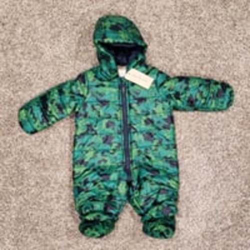 FIRM Baby Boys Dinosaur Camo Bunting Snowsuit with Removable Footies, 0-3 months