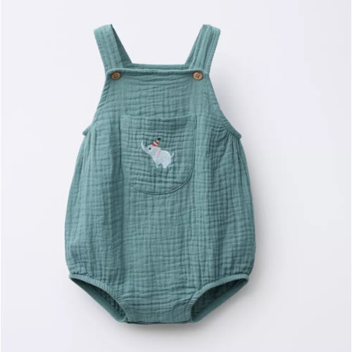 TEXTURED JUMPSUIT WITH ELEPHANT EMBROIDERY - Sea green | ZARA United States