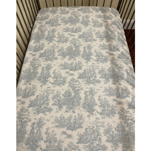 Crib Sheet - Blue Toile Cotton Crib Sheet - Just Baby Designs