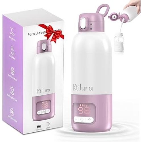 Portable Bottle Warmer for Travel,Fast Heating Milk Warmer On The Go,17 OZ Water Warmer for Breast Milk, Formula,Water,Temp Control 98°F -212°F,Baby Essentials for Outdoor Airplane Car Journey