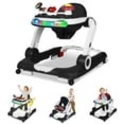 AILEEKISS Musical Baby Walker with Wheels, Activity Center Toddler Music Bouncer Walker, Black