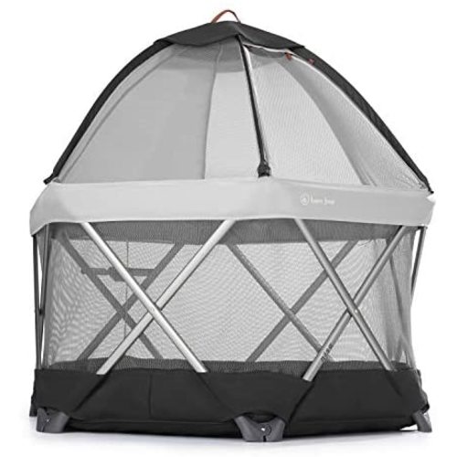 born free NISA-Playard - Easy Pop Open Portable-Playard with Oversized Canopy, Padded Floor and Machine Washable Fabrics
