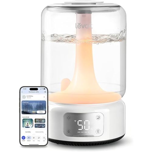 LEVOIT Humidifiers for Bedroom Large Room Home, 6.2L Dishwasher Safe, Cool Mist Humidifier for Baby & Plants, Top Fill Easy to Clean, Quiet 26dB, Smart App & Voice Control, Essential Oil Diffuser