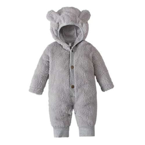 Baby Boy Girls Winter Warm Rompers Unisex Newborn Fleece Outfits Bodysuits Newborn Baby Fleece Footie Snowsuit Winter Bunting Onesie Cartoon Warm Hooded Romper Jumpsuit Gray 3-6 Months