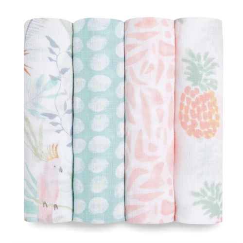 Tropical Cotton Muslin Swaddl 4pk | aden + anais