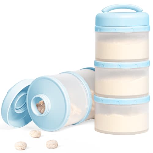 Termichy Stackable Formula Dispenser Portable Milk Powder Container, 2 Pack, Light Blue