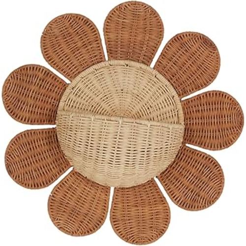 Wall Mount Basket Decorative Boho Rattan Mail Holder Woven Basket Storage Basket for Kitchen Nursery Pantry Laundry Room Home