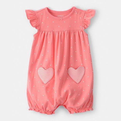 Baby Girl Carter's Heart Pocket Short-Sleeve Romper