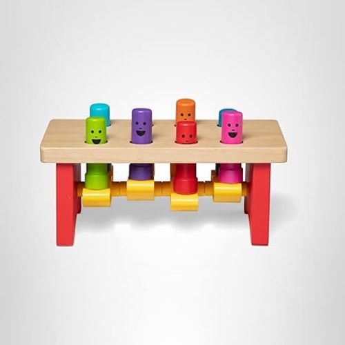 Melissa & Doug Deluxe Pounding Bench Wooden Preschool Learning Toy with Mallet