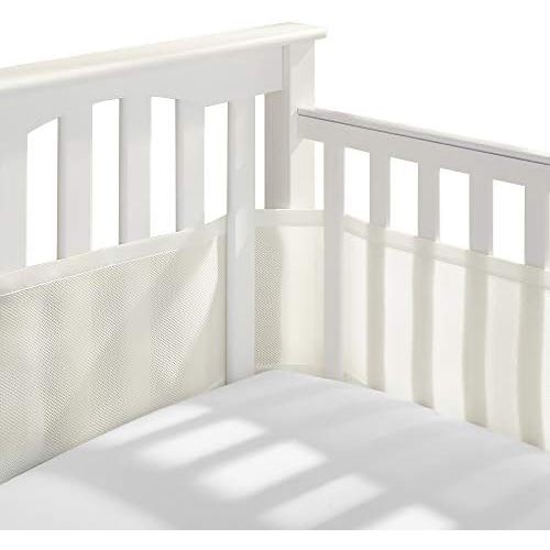 BreathableBaby Breathable Mesh Liner for Full-Size Cribs, Classic 3mm Mesh, Natural Ecru (Size 4FS Covers 3 or 4 Sides)