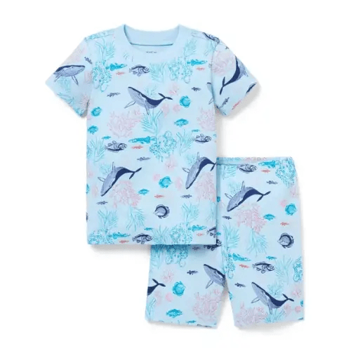 Boy Light Blue Sea Friends Organic Cotton Sea Friends Short Pajama by Janie and Jack
