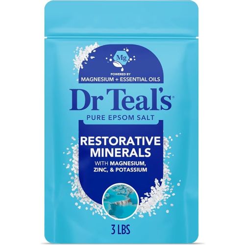 Dr Teal's Epsom Salt Magnesium Soak, Restorative Minerals with Magnesium, Potassium & Zinc, 3 lbs