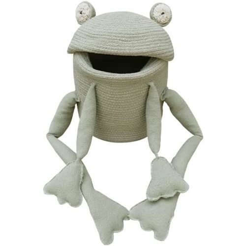 LORENA CANALS | Decorative Storage Basket Fred the Frog. For Nurseries and Playrooms. Handmade in Natural Fibers, Non-toxic Dyes, Ø 9" x 1' 2"