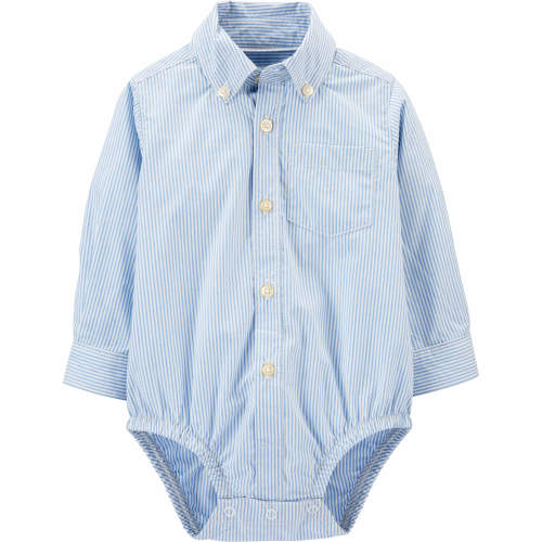 Baby Oxford Button-Front Bodysuit - Style,Blue