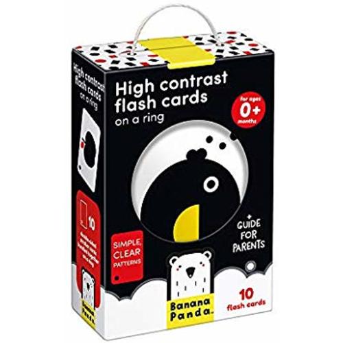 Banana Panda - High Contrast Flash Cards on a Ring - Visual Learning Activity for Babies Ages 0 Months and Up
