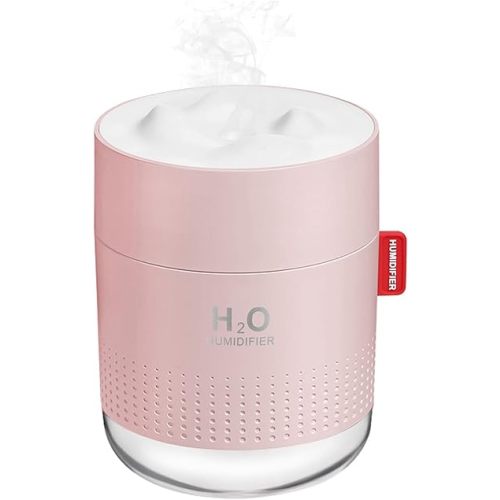 Portable Mini Humidifier, 500ml Small Humidifier for Bedroom Travel, Pink