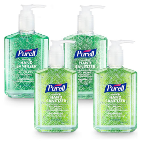 PURELL Advanced Hand Sanitizer Soothing Gel, Fresh Scent, 8 fl oz Pump Bottle (Pack of 4), 9674-06-ECDECO