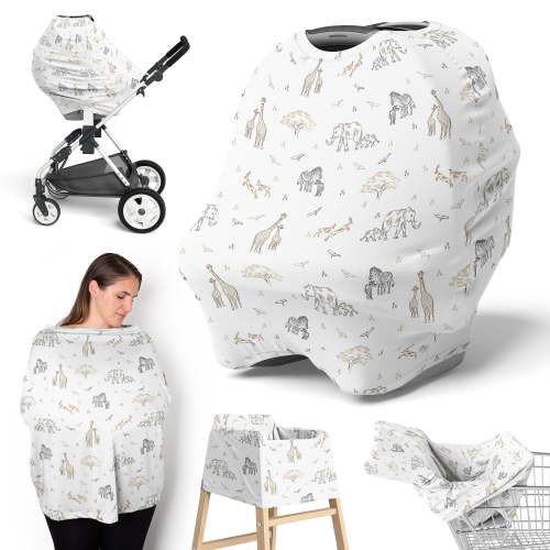 Sweet Jojo Designs Serengeti Animals Boy, Girl, Unisex/Gender Neutral Multi Use Baby Car Seat and Nursing Cover