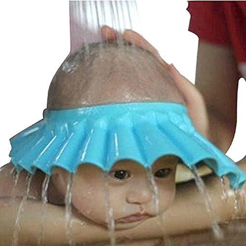 Baby Shower Bathing Cap Soft Shower Cap Hat Wash Hair Shield for Children Kids (Blue)
