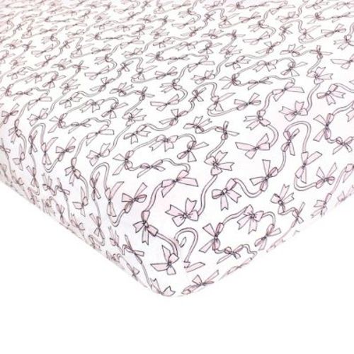 Hudson Baby Infant Girl Cotton Fitted Crib Sheet, Pink Bows, One Size