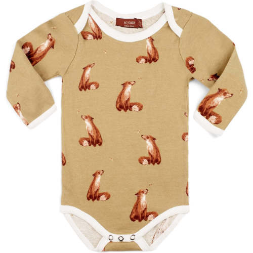 Gold Fox Organic Cotton Long Sleeve One Piece - Milkbarn Kids Rompers | Maisonette