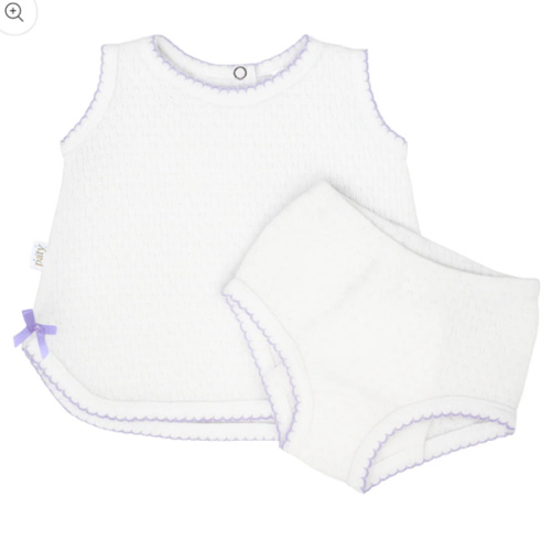 Paty Knit, 2 PC Sleeveless Diaper Set - Lavender