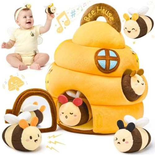 Baby Toys for 6-12 Months, Beehive Infant Toy with 5 Plush Sensory Bees