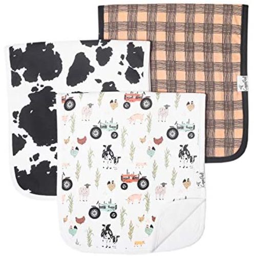 Baby Burp Cloth Large 21''x10'' Size Premium Absorbent Triple Layer 3-Pack Gift Set “Jo” by Copper Pearl