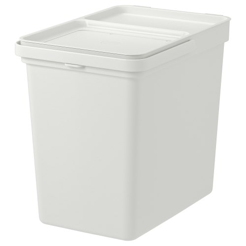 HÅLLBAR Bin with lid - light gray 6 gallon