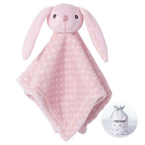 CREVENT Plush Ring Baby Security Blanket for Baby Boys and Girls, Baby shower Birthday Gift, Unisex, Ring Bunny