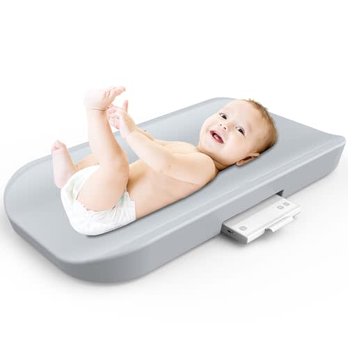 ONE-MI Baby Digital Weight Scale, Accurate Infant Scale with Bluetooth & Non-Slip Surface - Portable, Washable, for Newborns and Toddlers - Gray