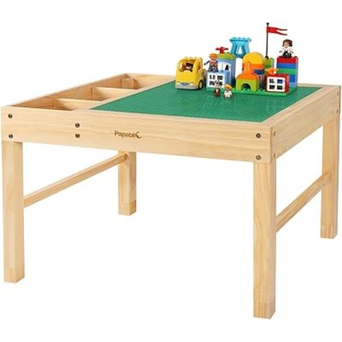 Papablic 2 in 1 Kid Activity Table with Large Storage for Older Kids Compatible with Lego Building Block for Boys Girls